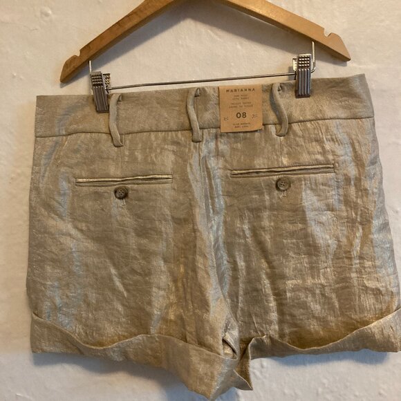 NWT CLUB MONACO MARIANNA low rise city shorts in champagne gold color sz 8 - Picture 6 of 7